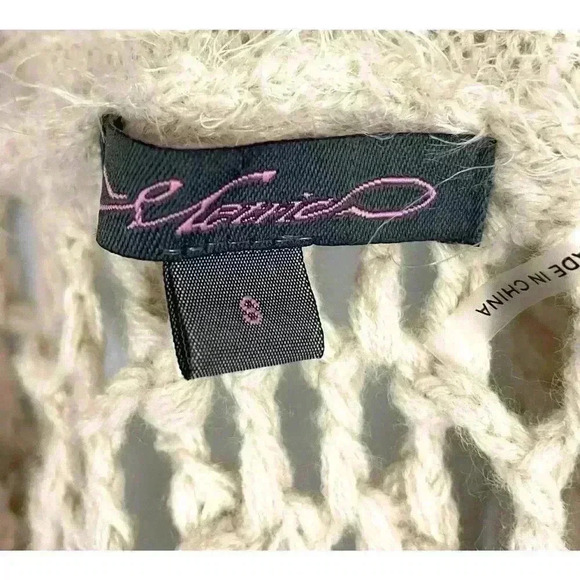 Tan Open Fuzzy Cardigan Top SMALL Women's Crochet Metric - Picture 4 of 10